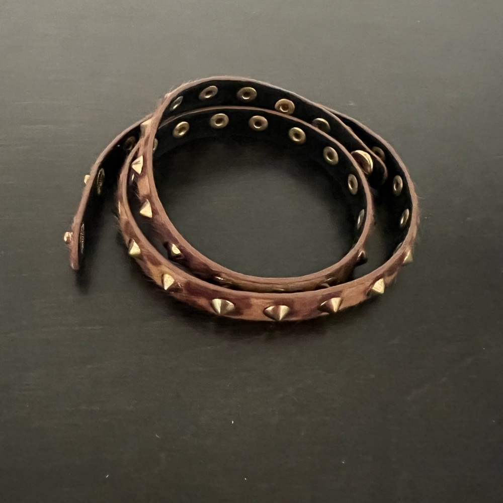 Edgy Brown Faux Leather Wrap bracelet with Gold Accents
